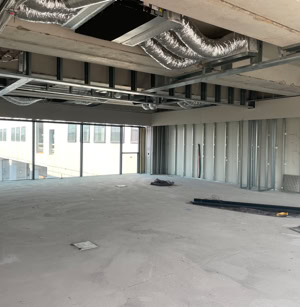 Interni dei nuovi uffici progettati da MD41 per l'azienda Italchimica di Padova.