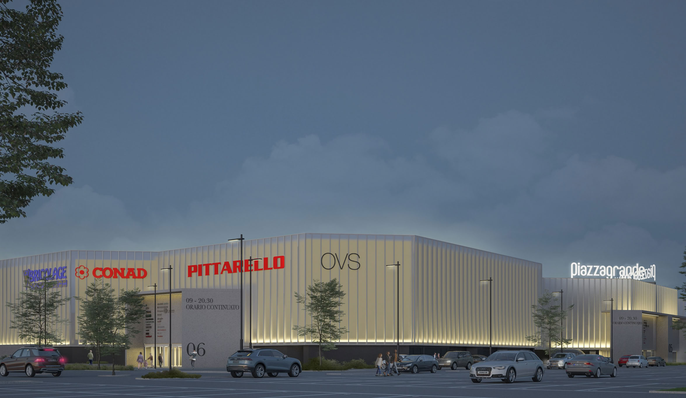 Nuovo involucro architettonico del Centro Commerciale Piazzagrande progettato da MD41, caratterizzato da leggerezza e dinamismo.